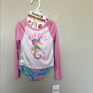 Hurley Kids' Pink and White Swim Set